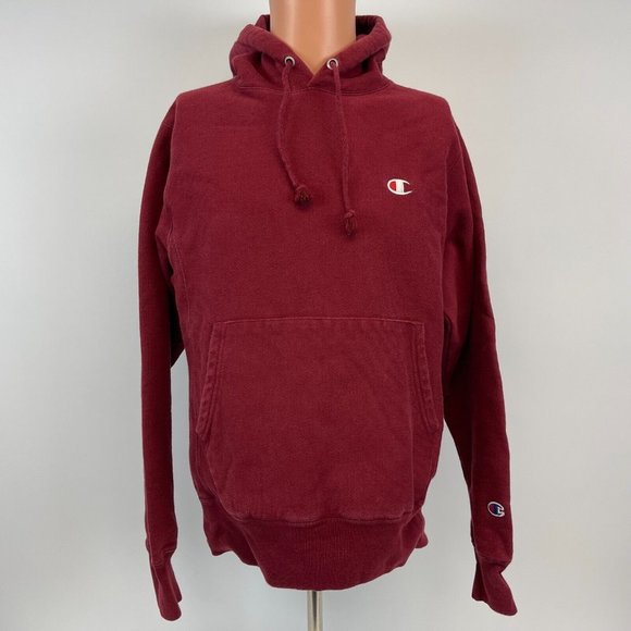 Champion Basic Reverse Weave Hoodie Sweatshirt Embroidered C Logo Red Size S - Picture 2 of 5